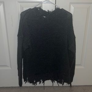 Long distressed gray sweater